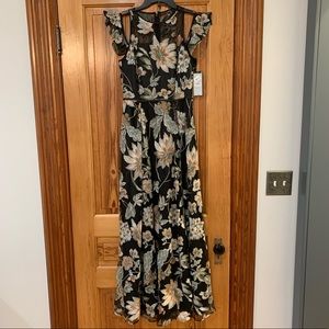 Tahari floral and black gown size 4